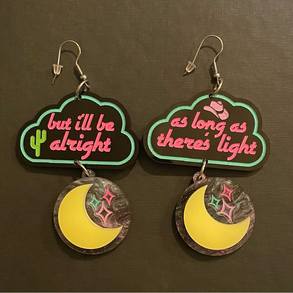Fun Neon Moon Earrings